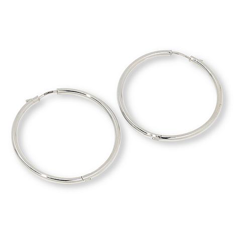 Fiorenza Sterling Silver Push-Clasp 2" Endless Hoop Earrings