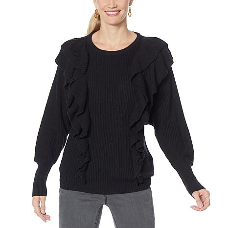 black ruffle sweater