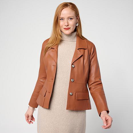 $209.95, Was $254, 17% Off! G by Giuliana Black Label Leather Lapel Jacket dealfomo