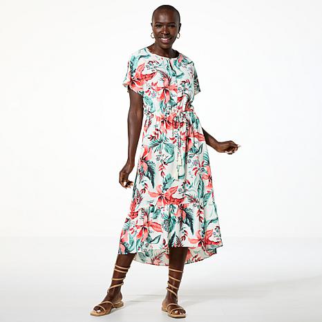 G by Giuliana Printed Woven Dolman-Sleeve Midi Dress G by Giuliana Printed Woven Dolman-Sleeve Midi Dress