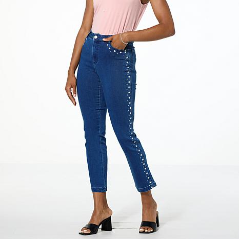 G by Giuliana Stretch Denim Straight-Leg Jean with Studs G by Giuliana Stretch Denim Straight-Leg Jean with Studs