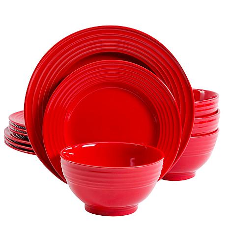 Gibson Home Plaza Cafe Vibrant Red 12-piece Dinnerware Set