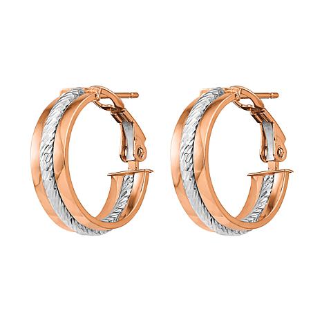 Golden Treasures 14K Gold 11/16" Textured Hoop Earrings