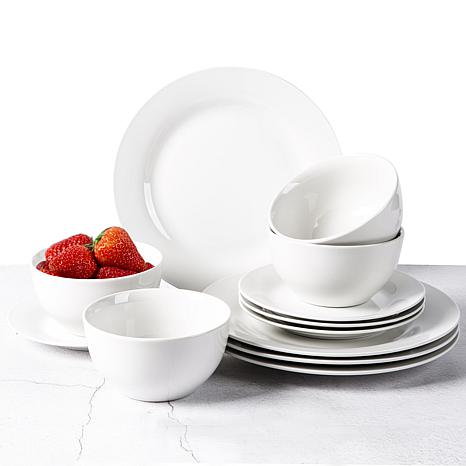 Oster Juego De Vajilla 16 Piece Opal Glass Dinnerware Set in White 