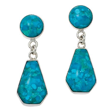 Jay King Sterling Silver Maidenhair Turquoise Nugget Drop Earrings