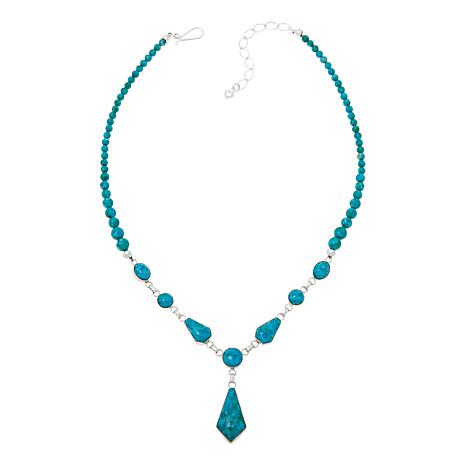 Jay King Sterling Silver Maidenhair Turquoise Nugget Station Necklace 22347802 HSN