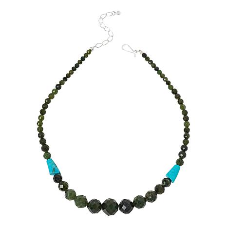 Jay King Sterling Silver Nephrite Jade and Turquoise Bead Necklace ...