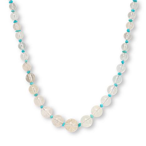 thumbnail image 2 of Natural 10mm Blue Turquoise Round Gemstone Bead Necklace – 18 Inch Choker With Charm Pendant – Handmade Vintage Style – Nickel-Free 2 of 6