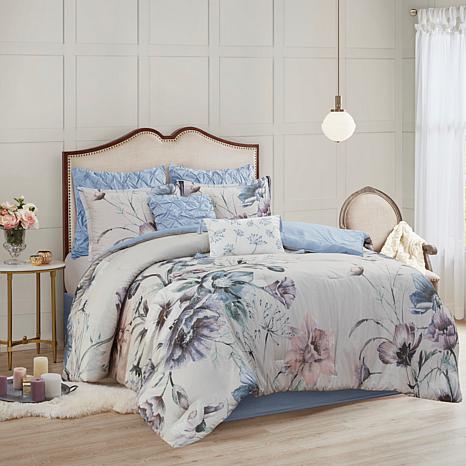 Tenda Doccia Madison Park Cassandra In Cotone Percalle 100% Con Stampa Floreale Shabby Chic - Blush 182x182 Cm