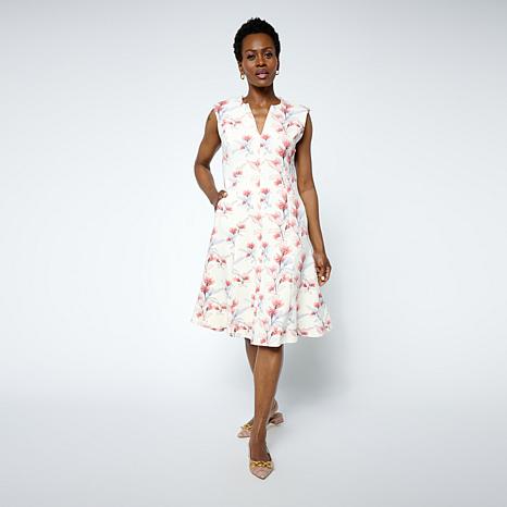Badgley Mischka Mark & James by Fit And Flare Sleeveless Dress - Navy/White Pine Dot Badgley Mischka Mark & James by Fit And Flare Sleeveless Dress - Navy/White Pine Dot