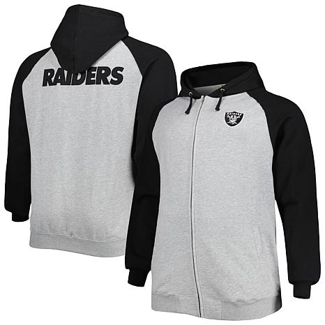 Men's Heather Gray Las Vegas Raiders Big & Tall Fleece Raglan Full-Zip ...