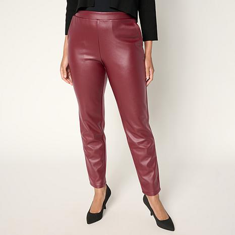 Nina Leonard Elastic Waist Faux Leather Narrow Pant | HSN