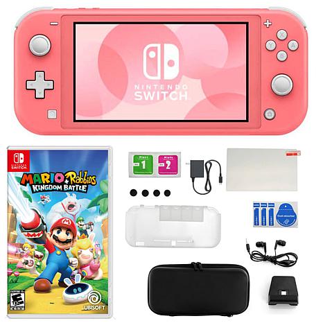 Nintendo Switch Lite in Coral with Mario Rabbids and Accessories Kit