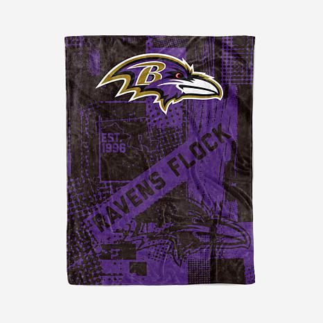 NFL Baltimore Ravens Gridiron Fleece Throw, Purple, 50 x 60