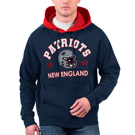 New England Patriots Sweatshirt Men Large Blue Hood NFL Football