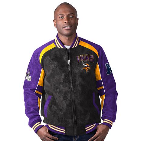 Officially Licensed NFL Men's Faux Suede Full-Zip Jacket by Glll - Vikings