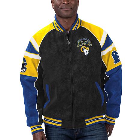 Officially Licensed NFL Men's Faux Suede Varsity Jacket by Glll - Rams ...