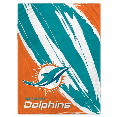 Miami Dolphins Retro Stripe Flannel Fleece Blanket