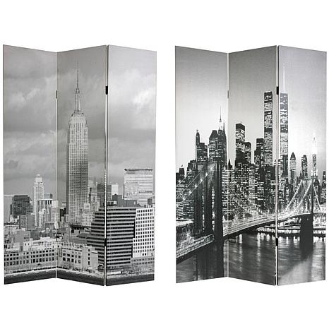 Oriental Furniture 6 Foot Double Sided New York Scenes Room Divider Oriental Furniture 6 Foot Double Sided New York Scenes Room Divider 3 Panel 7284123 Hsn