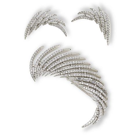 Radiance by Absolute™ 1.97ctw Wing-Design Earrings and Pin Set