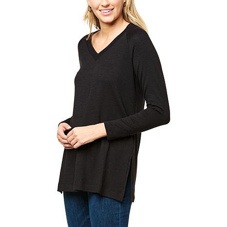 black v neck tunic