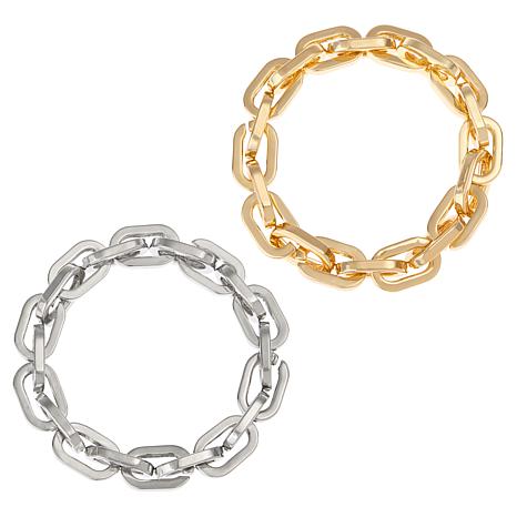 R.J. Graziano Take Two Stretch Chain Bracelet 2-piece Set