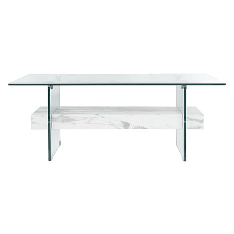 kayley natural rectangular modern glass coffee table