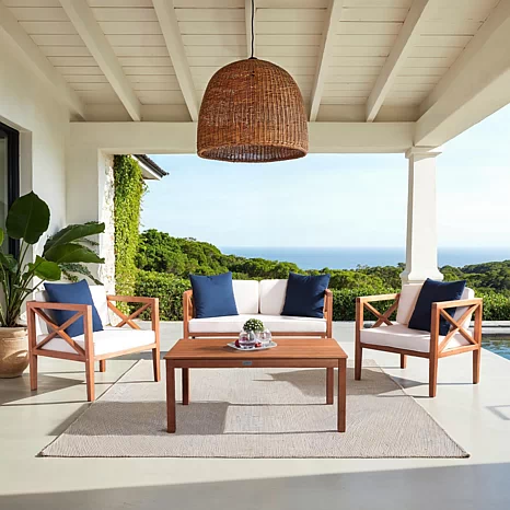 Safavieh Nunzio 4 Piece Outdoor Set with Accent Pillows - 9484518 | HSN