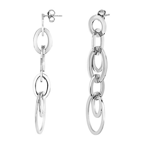 Stately Steel Multi-Oval Drop Earrings - 20329447 | HSN