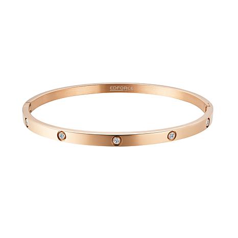 Stately Steel Stainless Steel CZ Bangle Bracelet 23755923 HSN