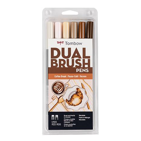 Tombow Dual Brush Pen Art Markers - Coffee Break Palette 6-Pack | HSN