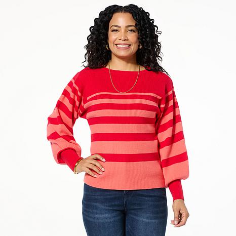TWRHLL by Christie Brinkley Striped Batwing-Sleeve Sweater