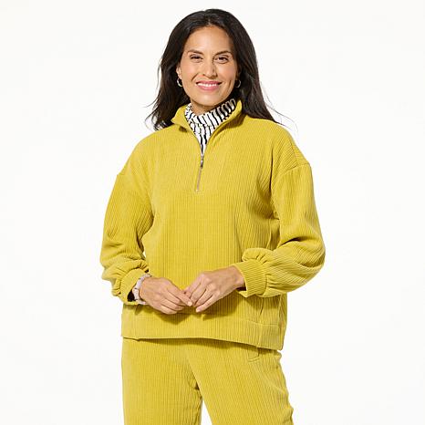 WynneLayers Plush Ottoman Knit Half Zip Top | HSN
