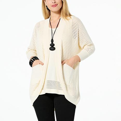 WynneLayers Sweater Knit Mesh Cocoon Cardigan