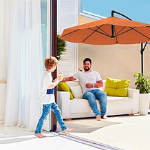 10' Hanging Cantilever Patio Umbrella with Easy Crank - Terracotta