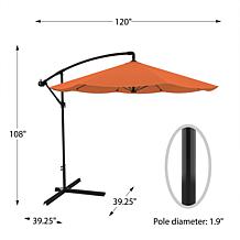 10' Hanging Cantilever Patio Umbrella with Easy Crank - Terracotta