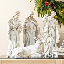 10-piece Ivory/Gold Resin Nativity Figurine Set