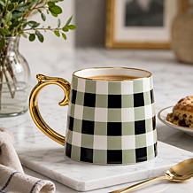10 Strawberry Street Berkley Mug, Set of 4, Gingham & Gold