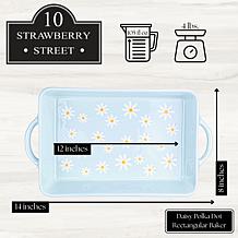 10 Strawberry Street Blue Daisy Polka Dot Rectangular Baker
