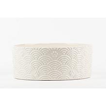 10 Strawberry Street Embossed Wave Paw Pet Dish, Set of 2, Large