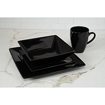 10 Strawberry Street Nova Square 40-Piece Dinnerware Set, Black