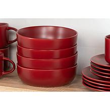 10 Strawberry Street Wazee Matte 16-Piece Coupe Dinnerware Set