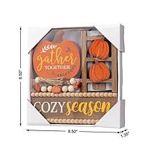 10.75"L Set of 4 Fall Wooden Word Signs Tiered Tray Table Décor