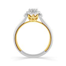 10K Gold 2-Tone 1/5ctw Diamond Pavé Round Cluster Engagement Ring
