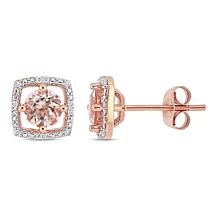 10K Rose Gold 1.07ctw Morganite and Diamond Stud Earrings