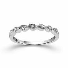 10K White Gold 1/20ctw Diamond Scalloped Band Anniversary Ring