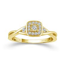 10K Yellow Gold 1/10ctw Diamond 15-Stone Engagement Ring