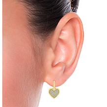 10K Yellow Gold 1/3ctw Pave' Diamond Heart Drop Earrings
