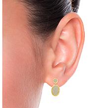 10K Yellow Gold 1/3ctw Pave' Diamond Oval Drop Earrings