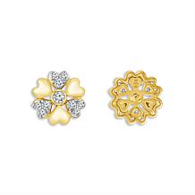 10K Yellow Gold 1/4ctw Pave Diamond Fashion Hearts Stud Earrings